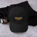 Front view of KHANAGE Built Different signature embroidered cap — streetwear cap NZ