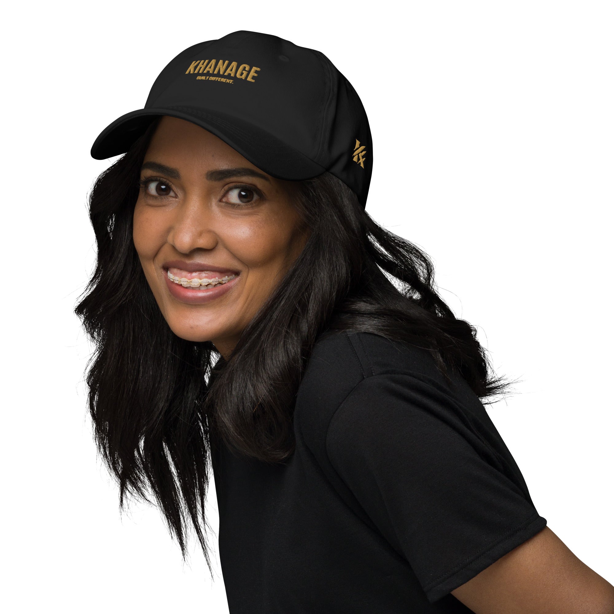 Front and sideKHANAGE Built Different signature embroidered cap 