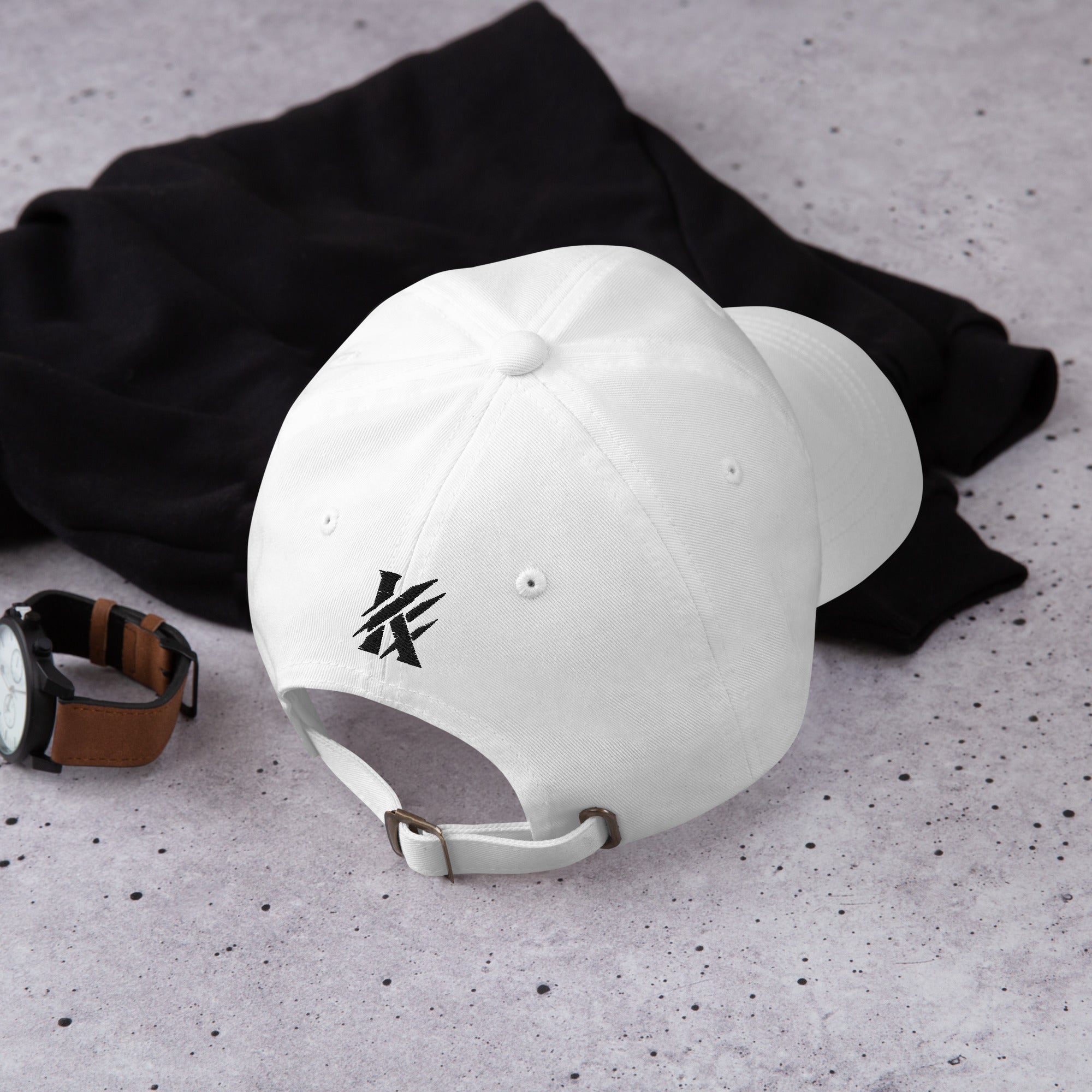 Back View KHANAGE Built Different signature embroidered cap in White