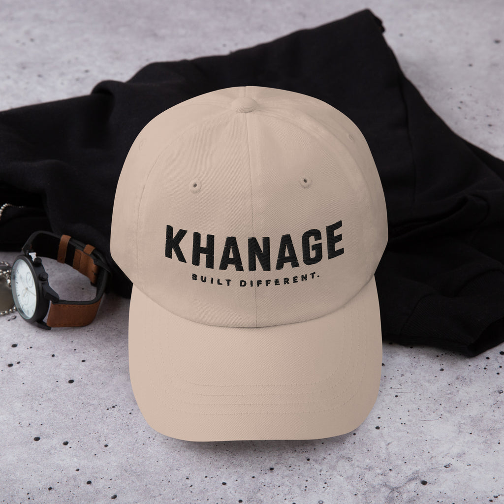 Khanage Collective premium cap in Khaki with embroidered Khanage Collective logo.