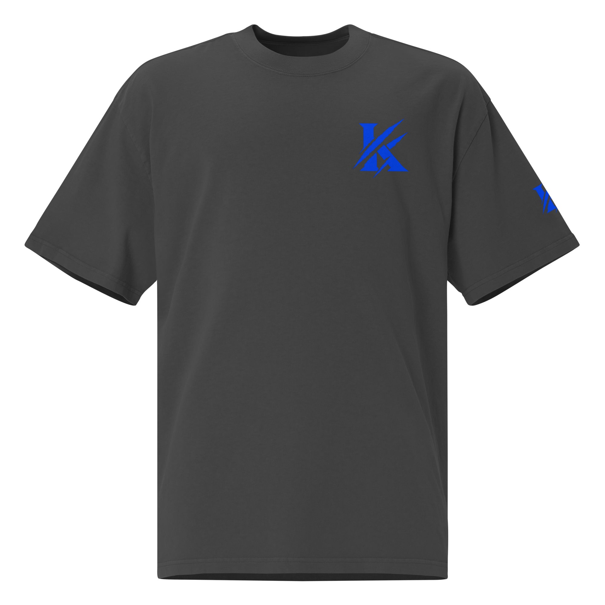 Oversized Faded Tee — Black / Cobalt Blue | Streetwear 