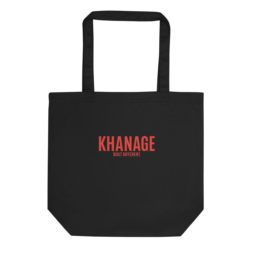Side view of KHANAGE Collective eco tote bag with KHANAGE logo