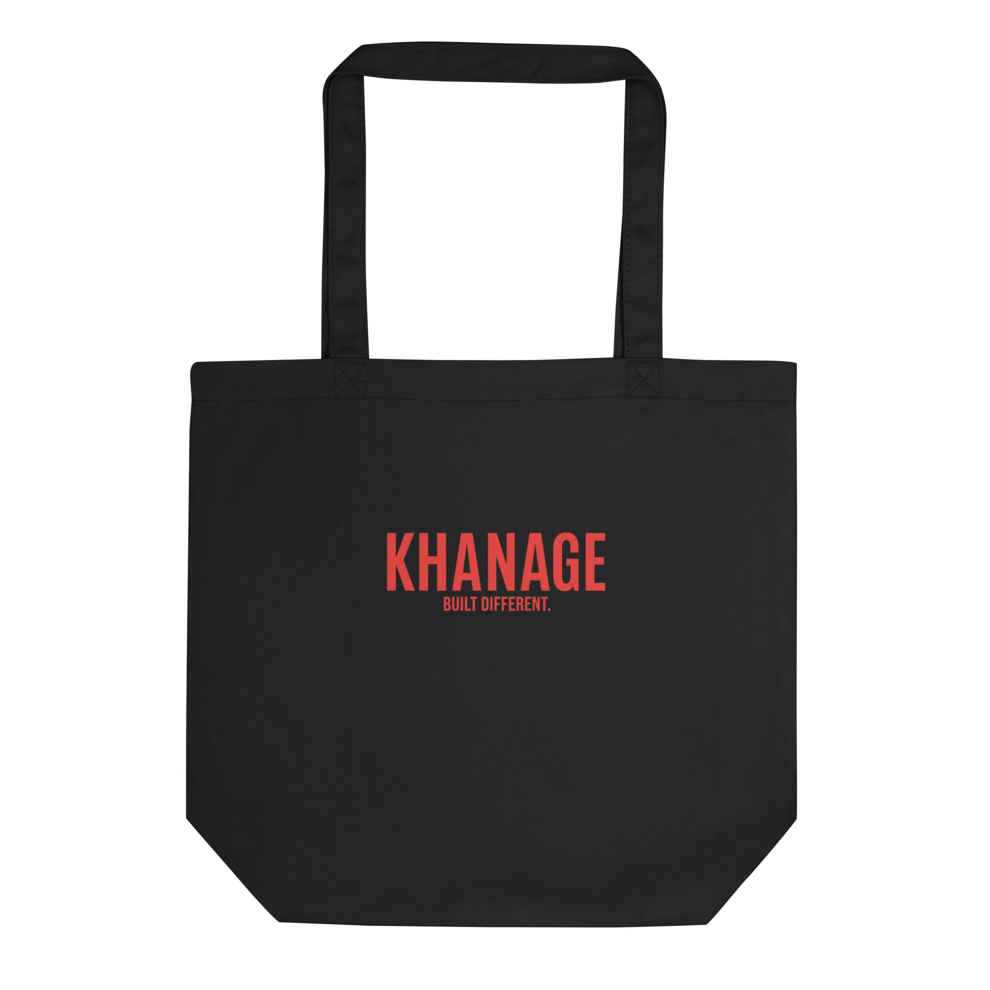 Side view of KHANAGE Collective eco tote bag with KHANAGE logo