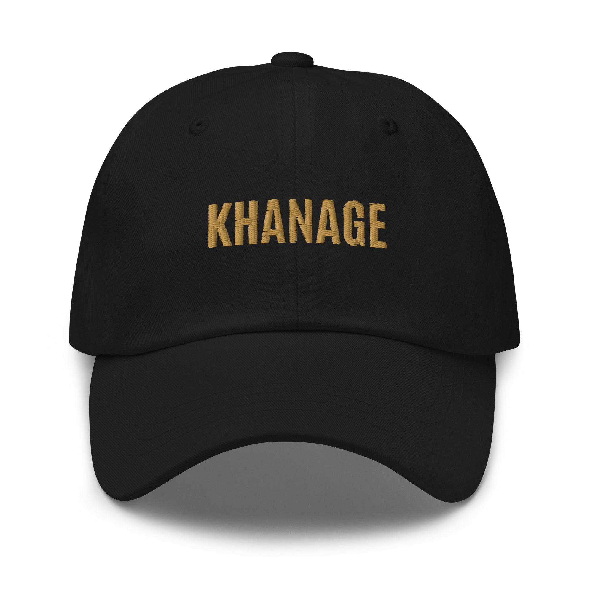 Front view of the Khanage Collective Signature Cap in Black.