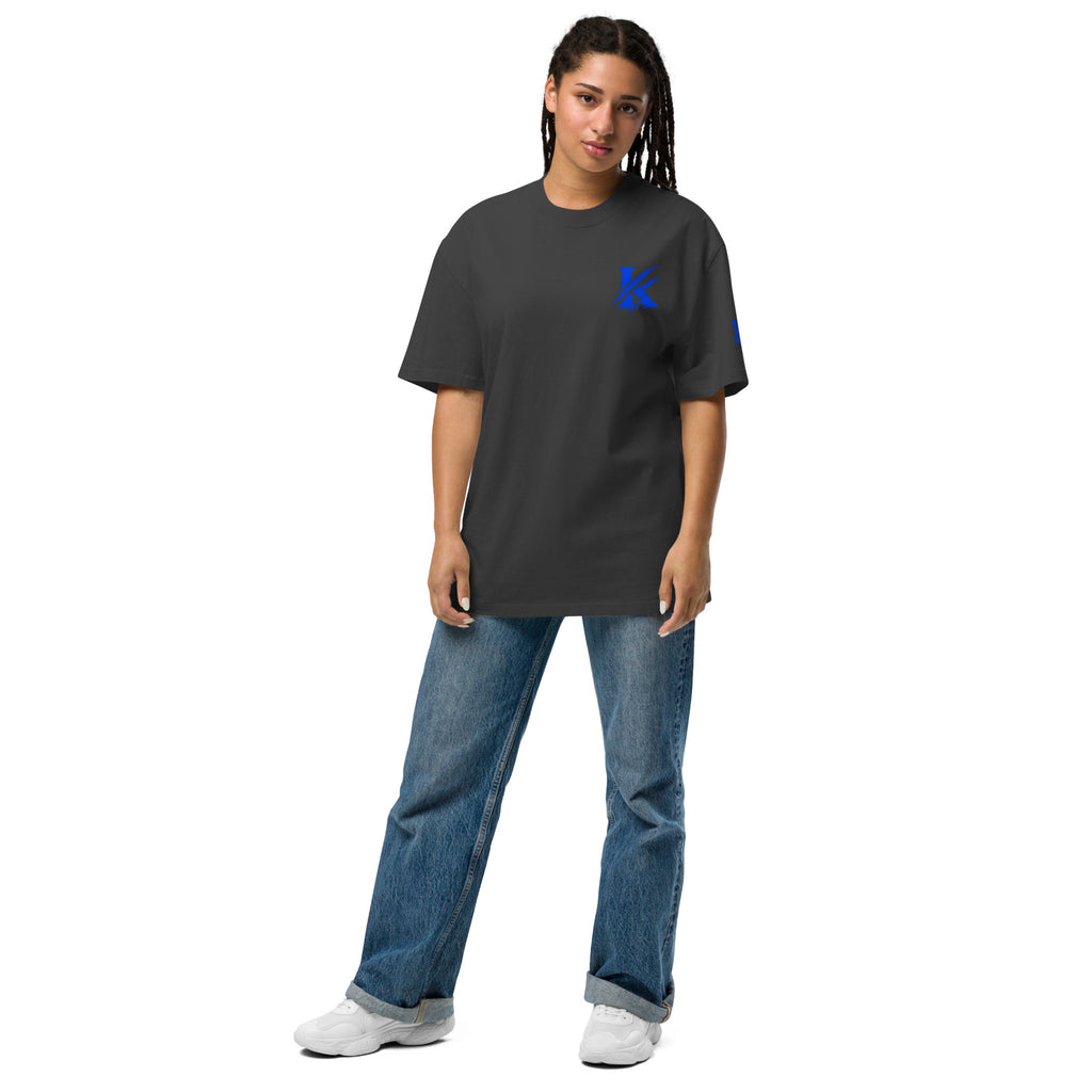 Front view of KHANAGE Collective oversized faded tee in faded black — streetwear NZ