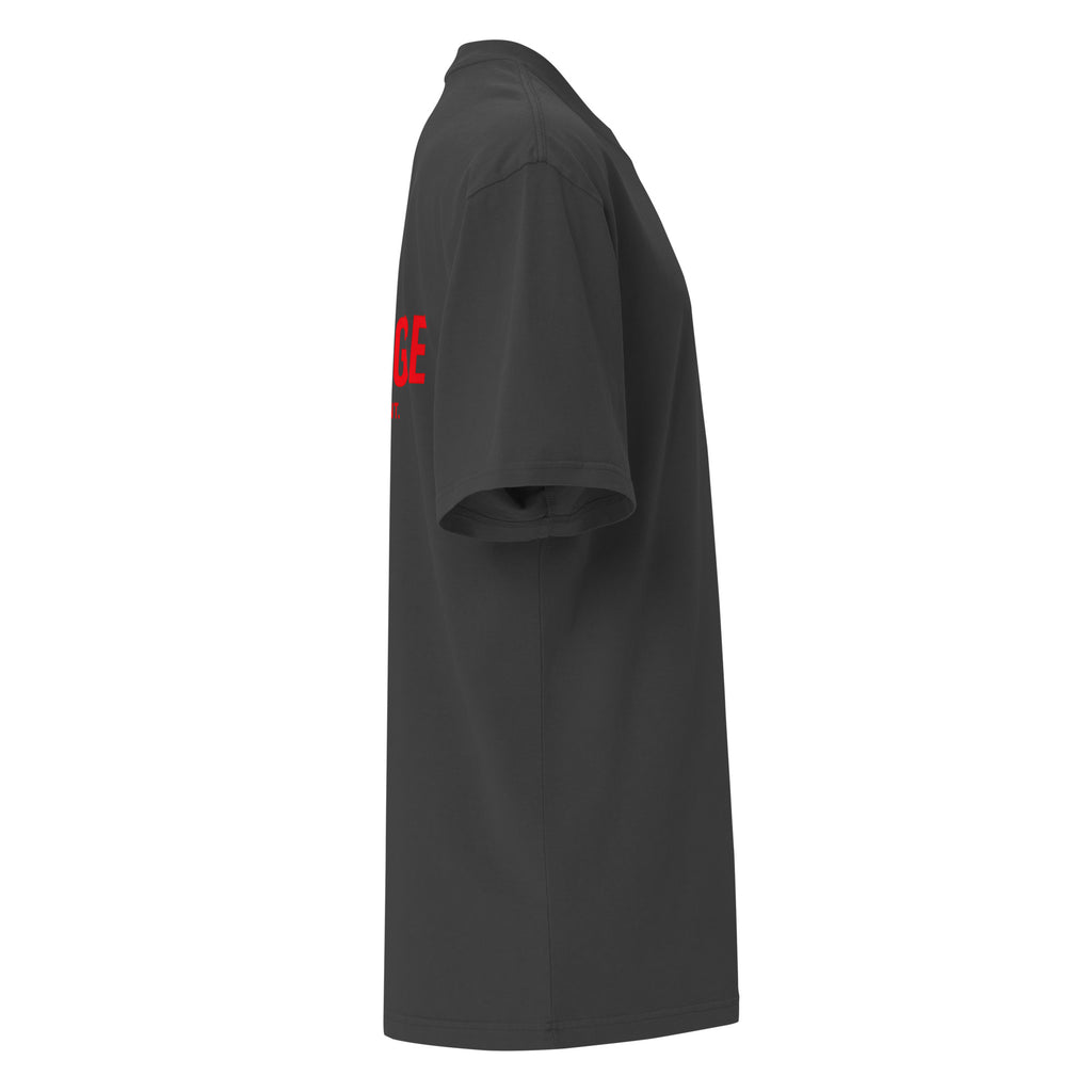 Right view of KHANAGE Collective oversized faded tee — black red streetwear NZ