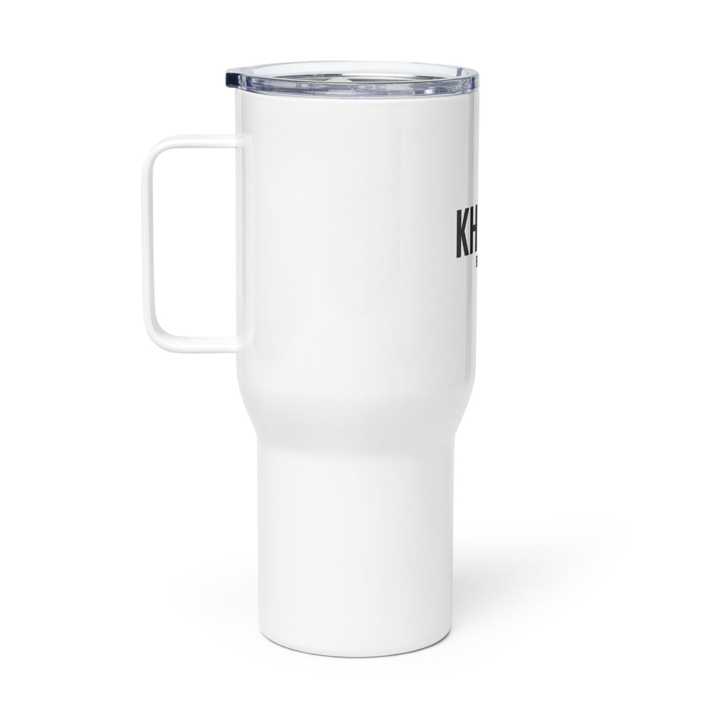 Right view of KHANAGE Collective travel mug with handle — 25oz white