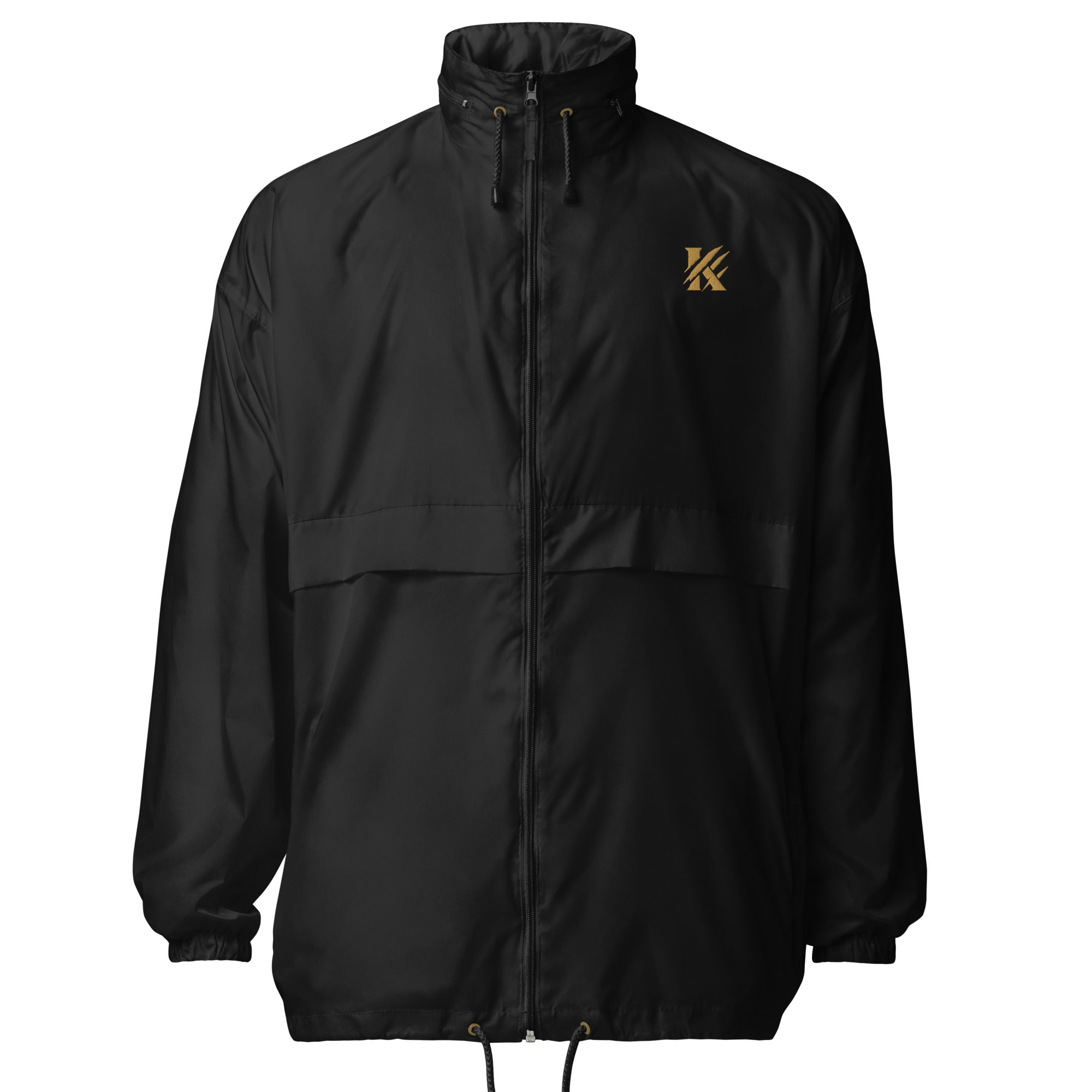 Front view of KHANAGE Collective classic logo unisex windbreaker — premium streetwear NZ