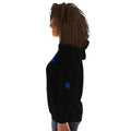 Side view of KHANAGE Collective cobalt blue hoodie — New Zealand streetwear