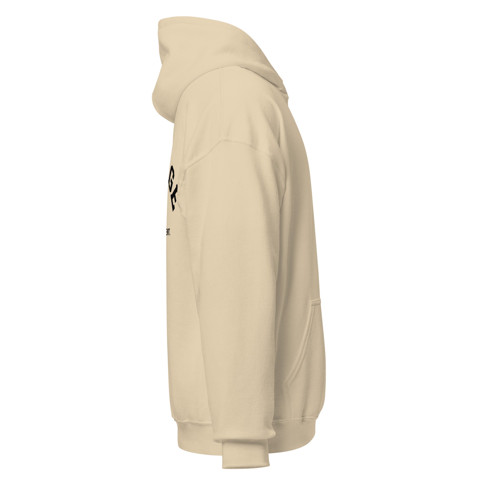 Side view of KHANAGE Built Different classic logo pullover hoodie — New Zealand streetwear