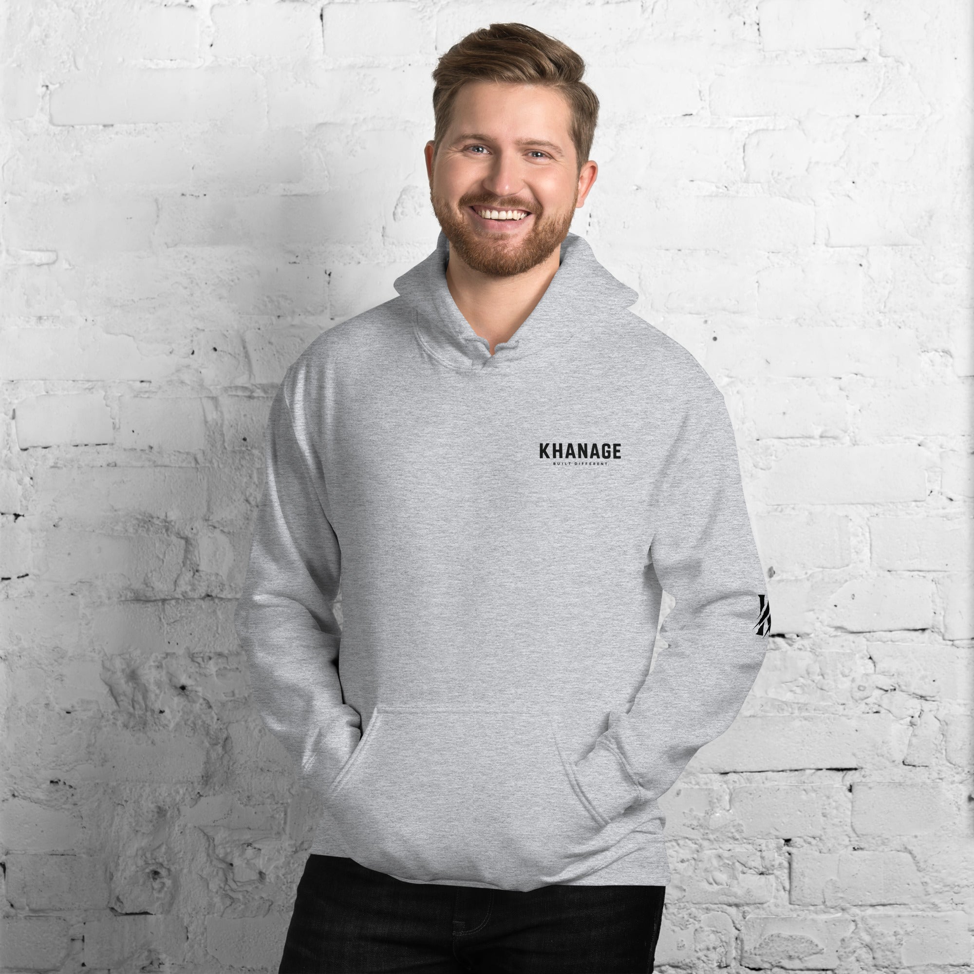 Front view of KHANAGE Collective Built Different premium hoodie — streetwear NZ