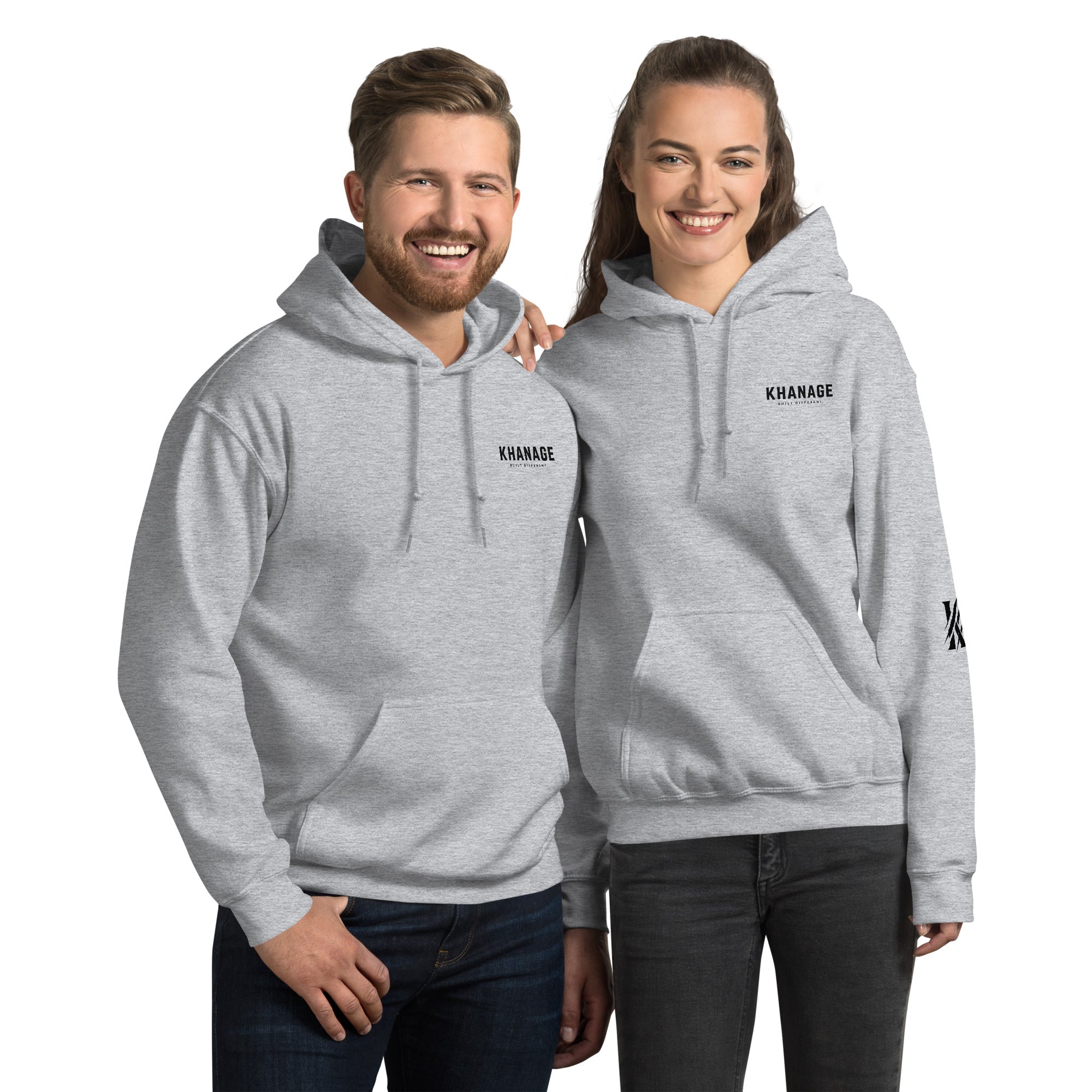 Front view of KHANAGE Collective Built Different premium hoodie — streetwear NZ