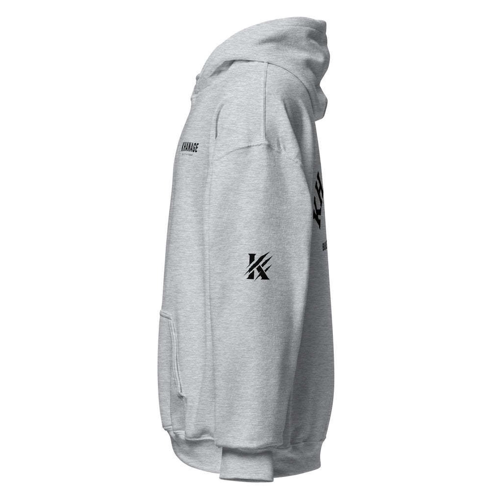 Left side view of KHANAGE Collective Built Different premium hoodie — streetwear NZ