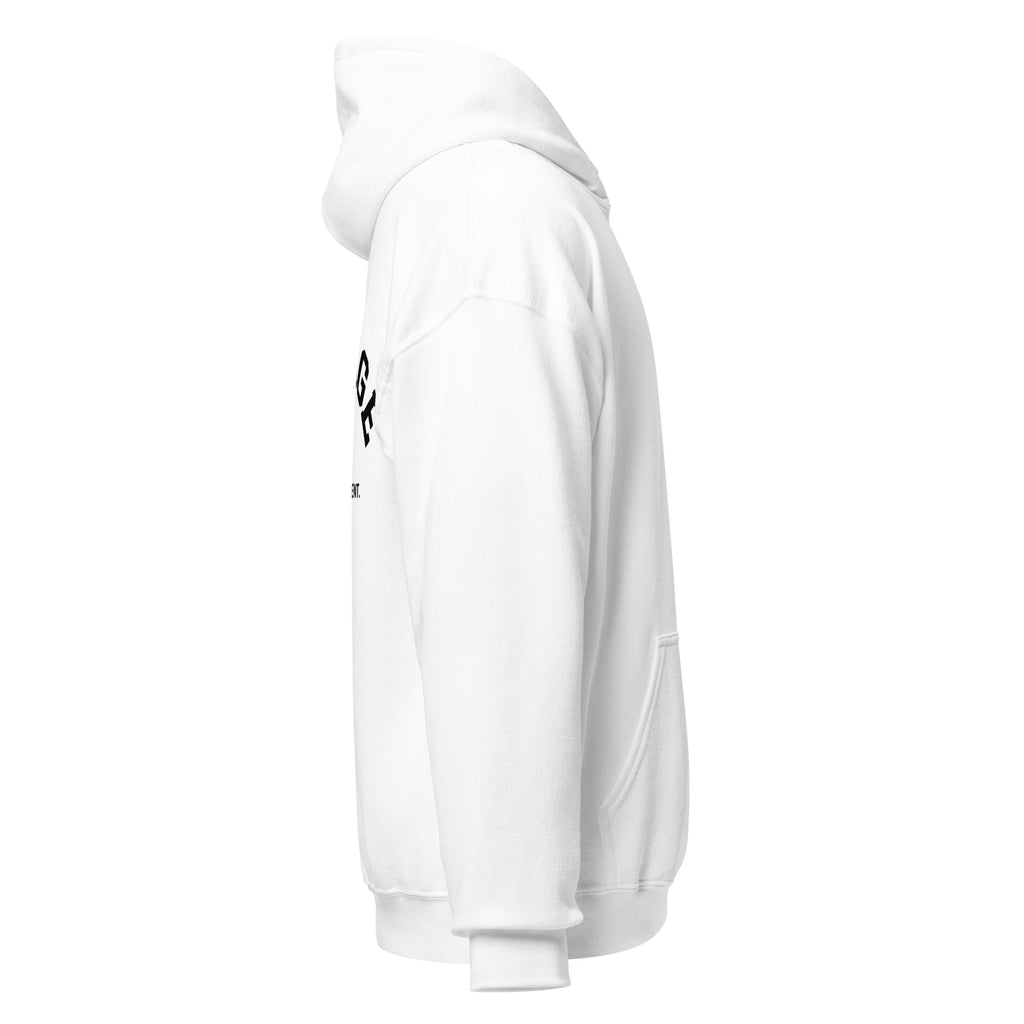Side view of KHANAGE Built Different classic logo pullover hoodie — New Zealand streetwear